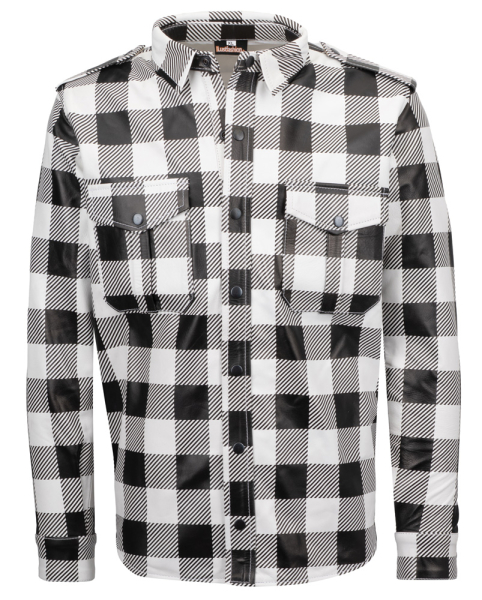Leather shirt checkered, white-black, XL